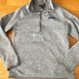 Patagonia Better Sweater Fleece 1/4 Zip Pullover Women Small Gray With Logo